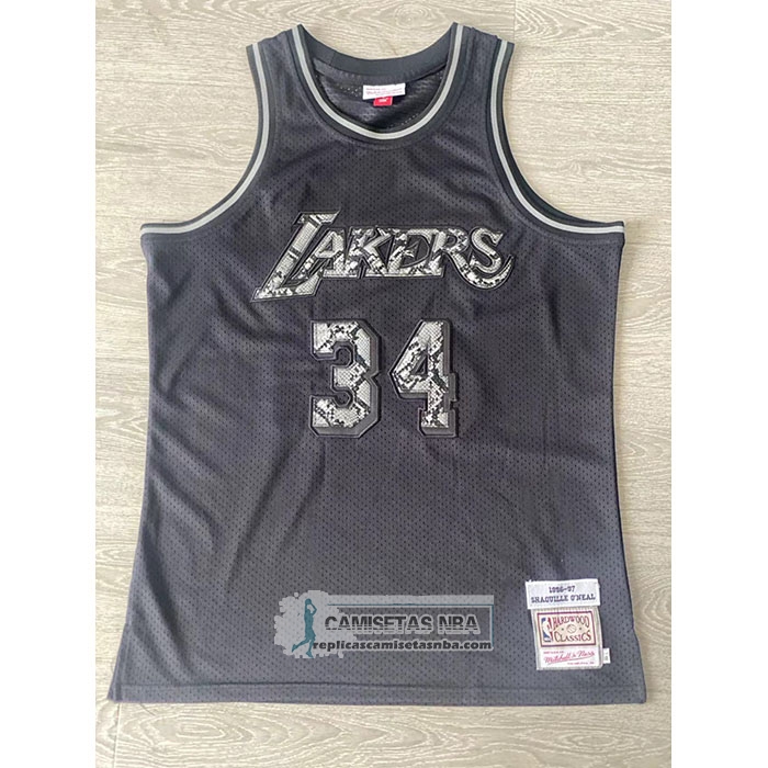 Camiseta Los Angeles Lakers Kobe Bryant NO 34 Swingman Mitchell & Ness 1996-97 Negro
